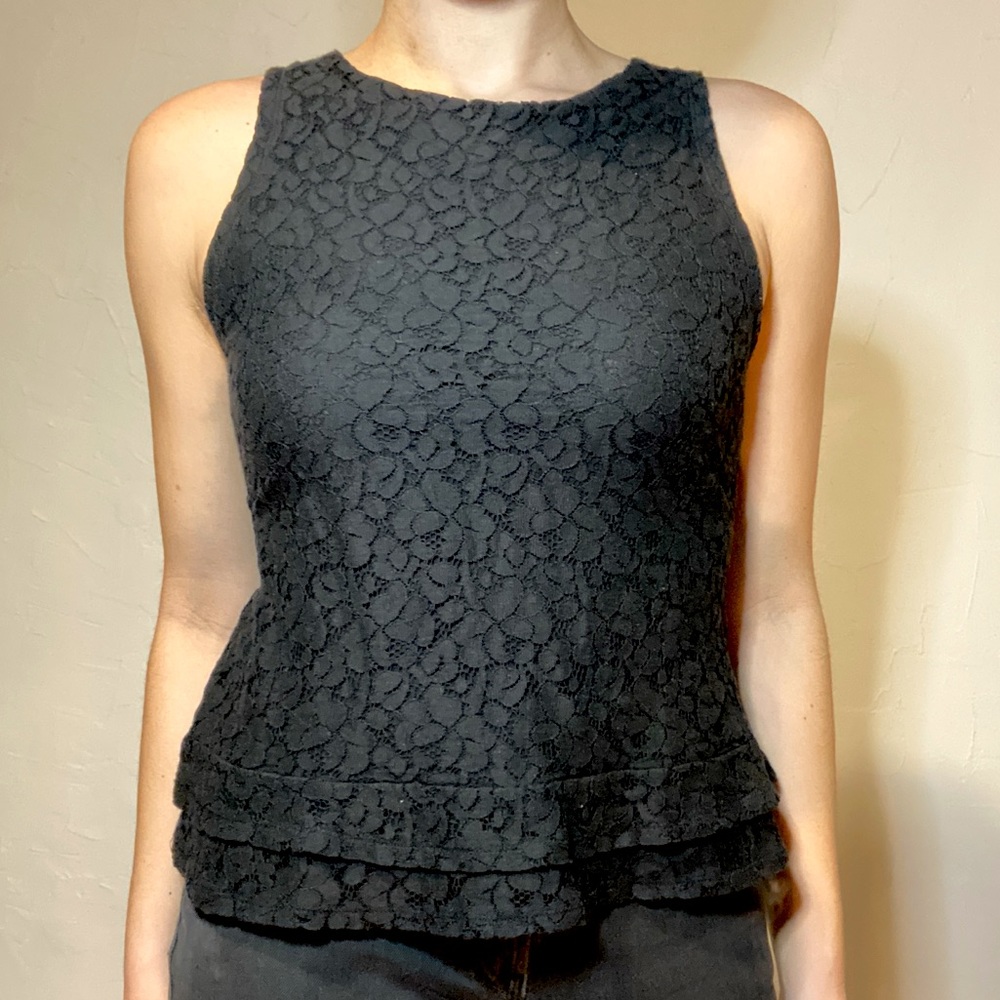 Banana Republic Mad Men Black Sleeveless Lace Top